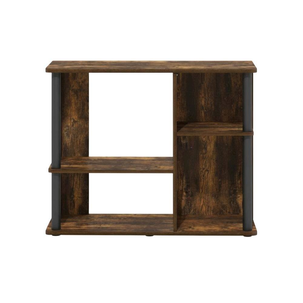 Alt View 3. FurniFact - Wooden TV stand with amber pine and black finish, holds up to 40-inch screens - Brown Black.