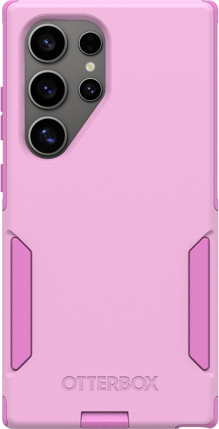 Left. OtterBox - OtterBox - Commuter Series Hard Shell for Samsung Galaxy S24 Ultra - Wildflower (Pink).