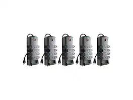 Belkin - Surge Protector Power Strip - 8 Rotating, 4 Outlets, 8ft Cord, 4320 Joules, 5 Pack - Black