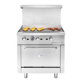 Koolmore - 36 in. Commercial Oven with Griddle Top, 90000 BTU in Stainless-Steel (KM-CRG36G-NG) - Stainless Steel