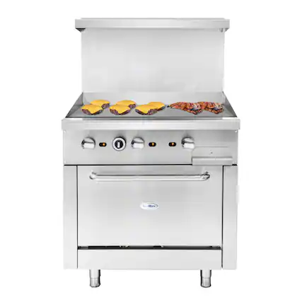 Front. Koolmore - 36 in. Commercial Oven with Griddle Top, 90000 BTU in Stainless-Steel (KM-CRG36G-NG) - Stainless Steel.