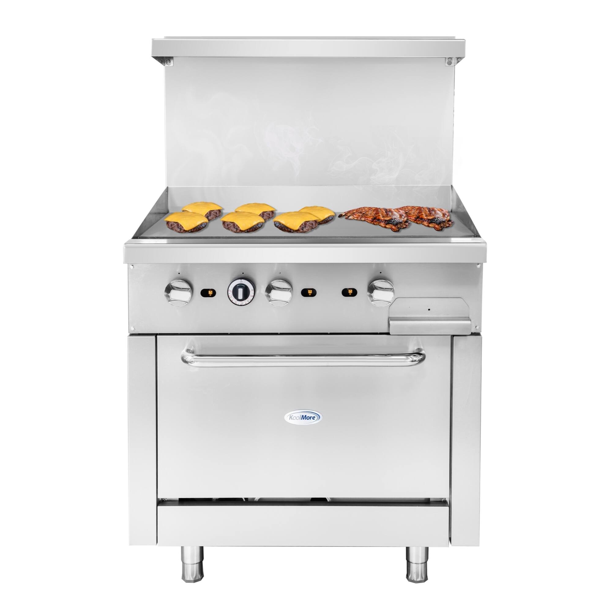 Front. Koolmore - 36 in. Commercial Oven with Griddle Top, 90000 BTU in Stainless-Steel (KM-CRG36G-NG) - Stainless Steel.