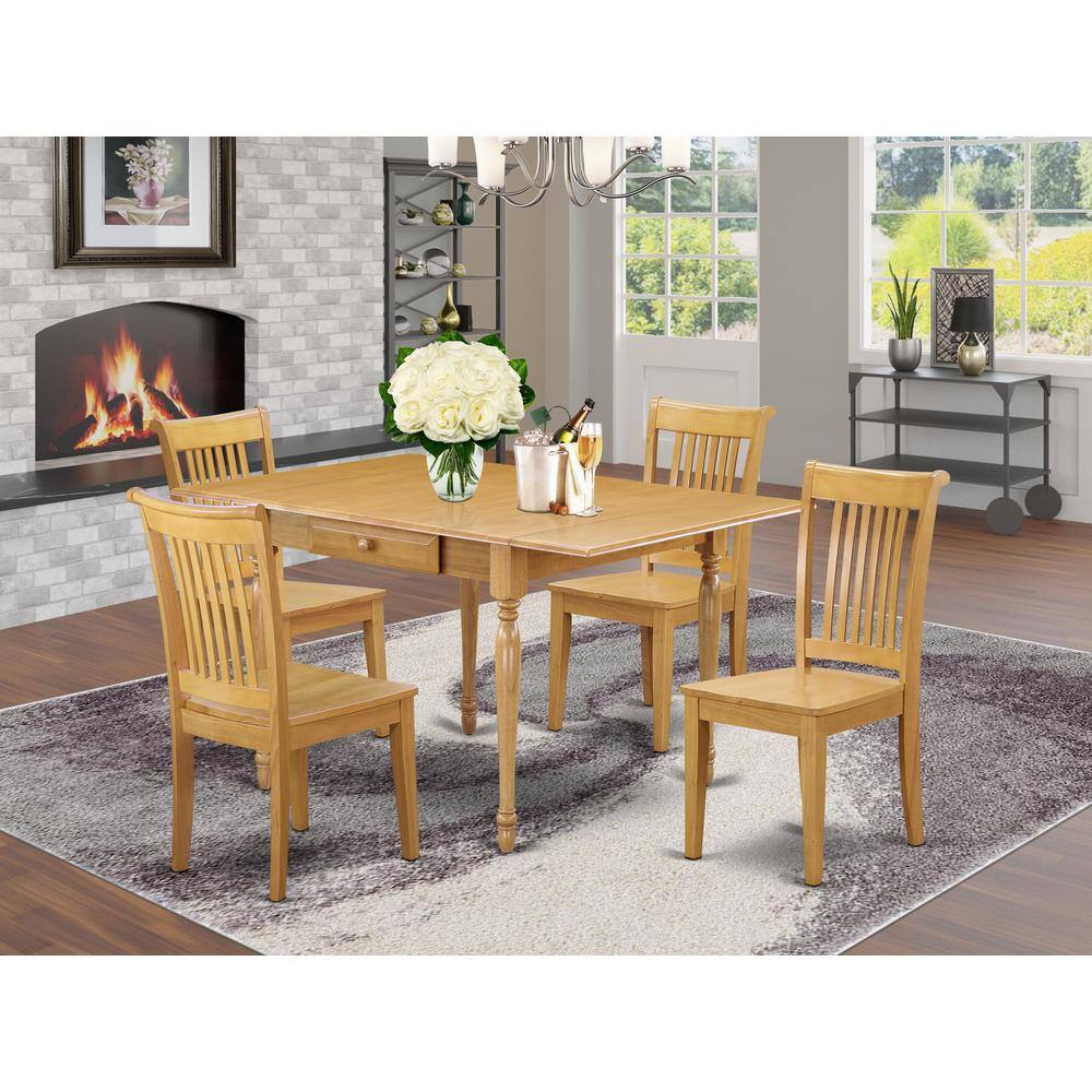 Angle. East West Furniture - Dining Room Set Oak - Brown.