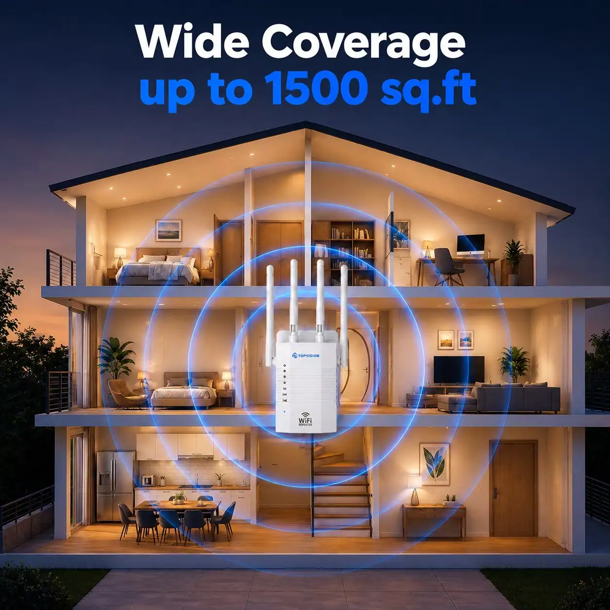 Wide Coverage up to 1500 sq.ft

OPVISION WiFi SPOCK