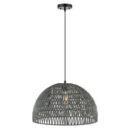 Jonathan Y - Campana 20" 1-Light Bohemian Modern Woven Rope/Iron LED Pendant - Gray