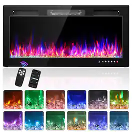 Winado - 30" Electric Fireplace Insert, 1500W Wall-mounted/Built-in Fireplace Heater with WIFI Control, Remote Control - Black