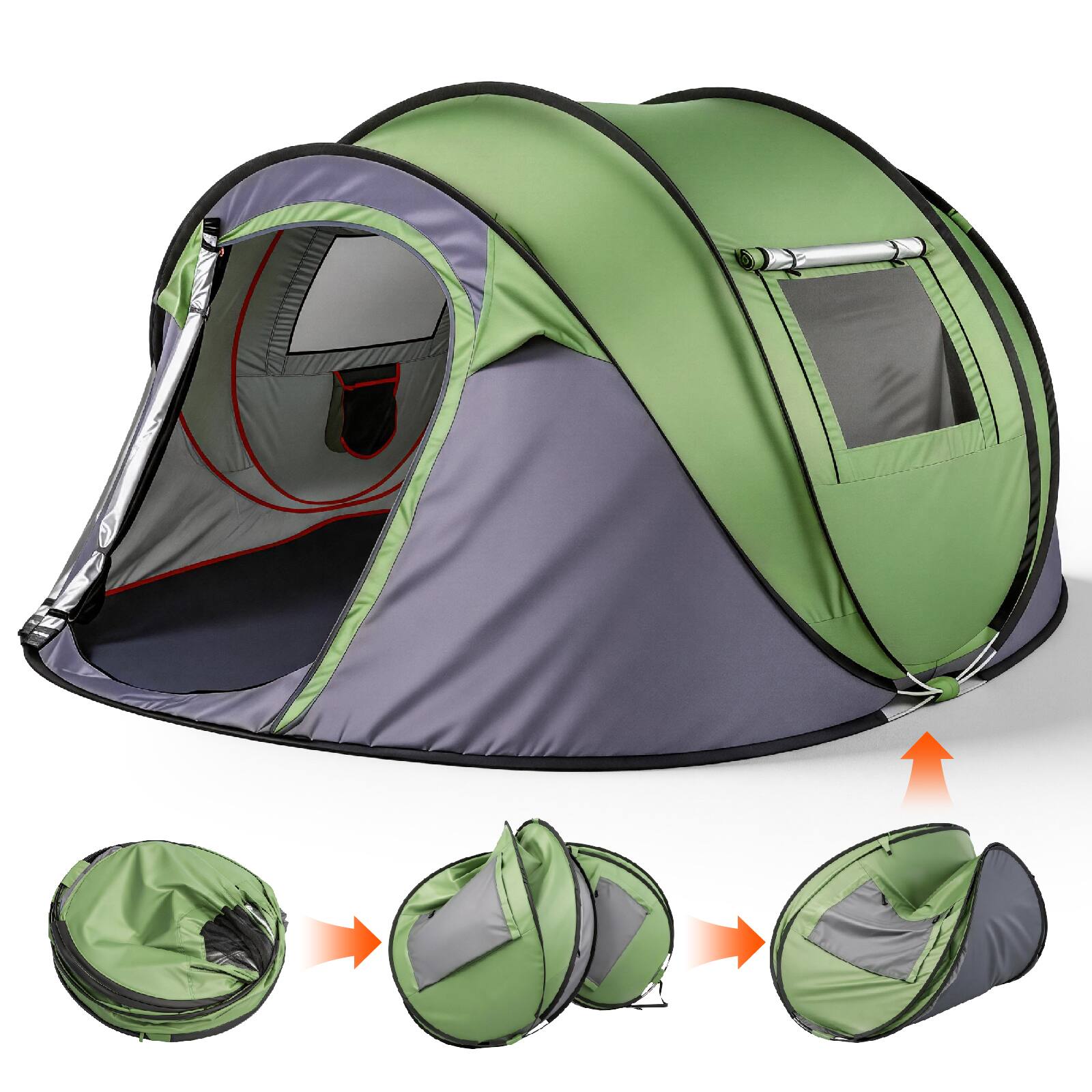 Alt View 10. Winado - 3-4 Person Family Camping Pop Up Tent with Carrying Bag, Portable Waterproof for Outdoor Camping Hiking Backpacking - Green.