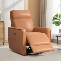 Bestier - Faux Leather Power Rocker Recliner Chair with USB Port, 270° Swivel Glider, and High back - 32.3" Wide - Orange - Front_Zoom