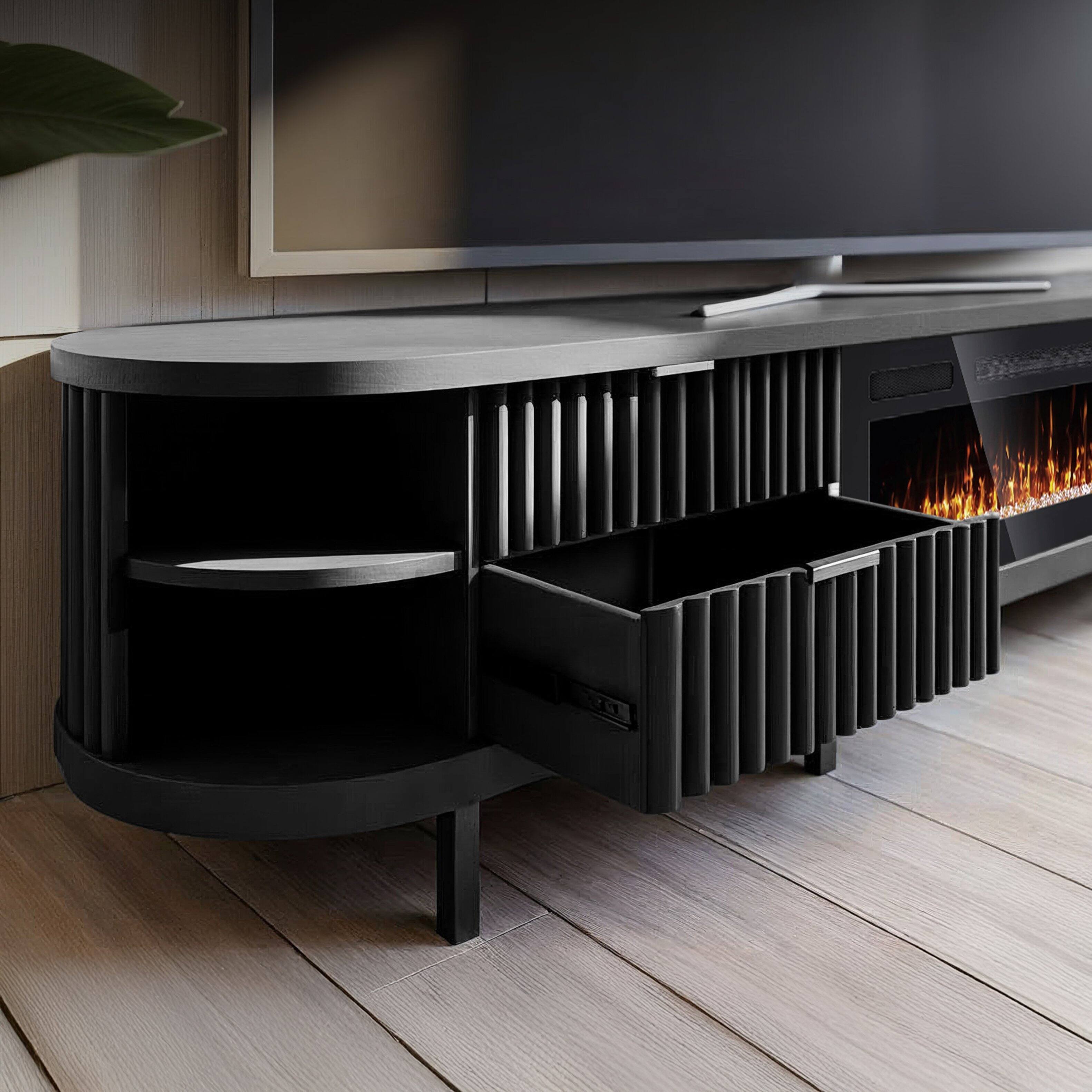 Back. Living Essentials Corp - Avara TV Console 100 inch Electric Fireplace TV Stand and Modern Entertainment Center for Living Room Black - Black.