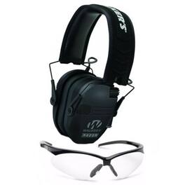 Walkers - Walker's Razor Slim Electronic Shooting Range Earmuff and Glasses Kit - Black