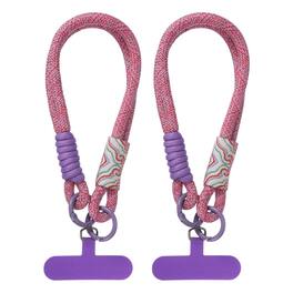 Unique Bargains - 2pcs Universal Phone Wrist Lanyard Hand Strap Anti Theft Strap with Pads - Purple
