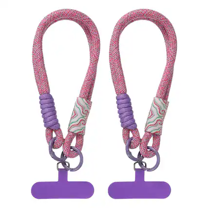 Front. Unique Bargains - 2pcs Universal Phone Wrist Lanyard Hand Strap Anti Theft Strap with Pads - Purple.