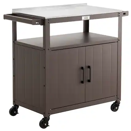 Front. FEASTO - Outdoor Grill Cart - Brown.