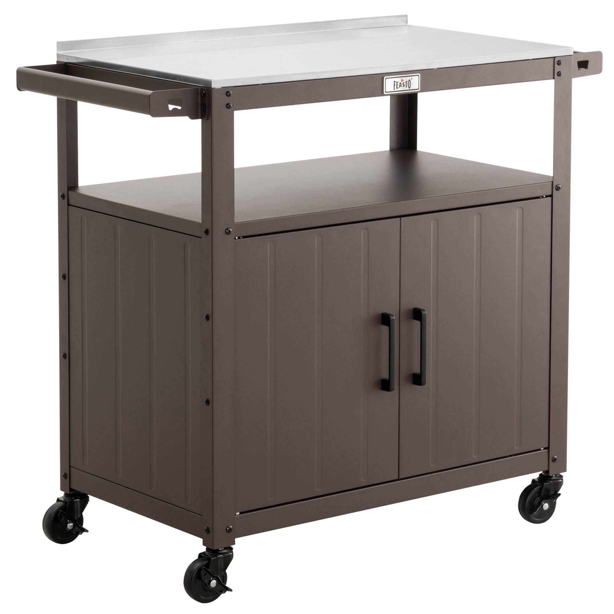 Front. FEASTO - Outdoor Grill Cart - Brown.