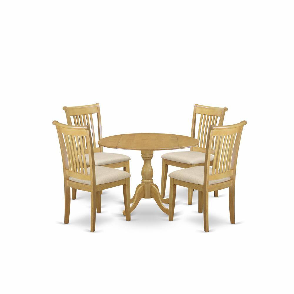 Left. East West Furniture - East West Furniture DMPO5-OAK-C 5 Piece Dining Table Set - Oak Wood Table and 4 Oak Linen Fabric Kitchen & Dining Room - Oak.