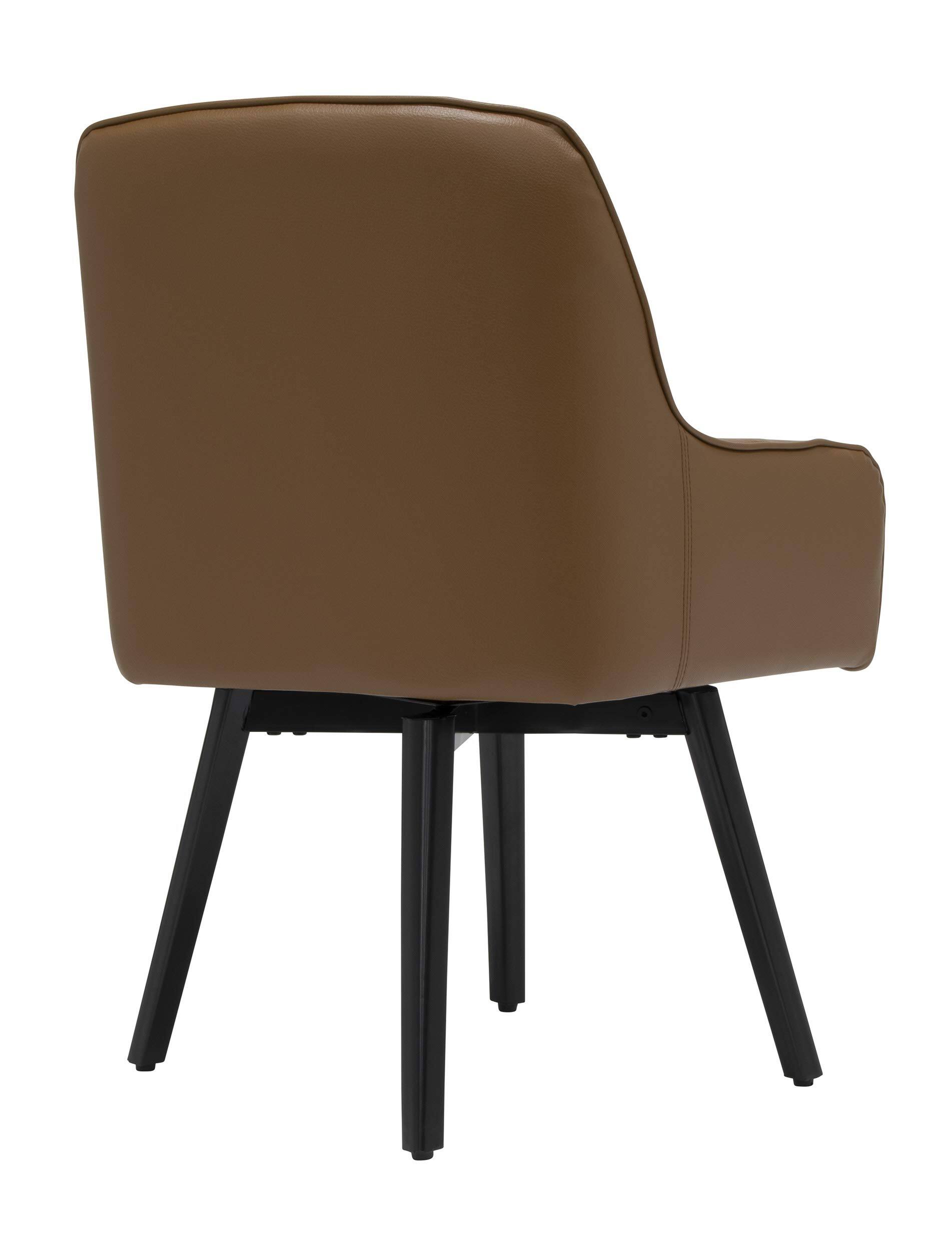 Alt View 3. JETRANSPORT - Studio Designs Home Spire Luxe Swivel Accent Chair With Arms Guest/dining/office Black/caramel Brown Blende... - Caramel.