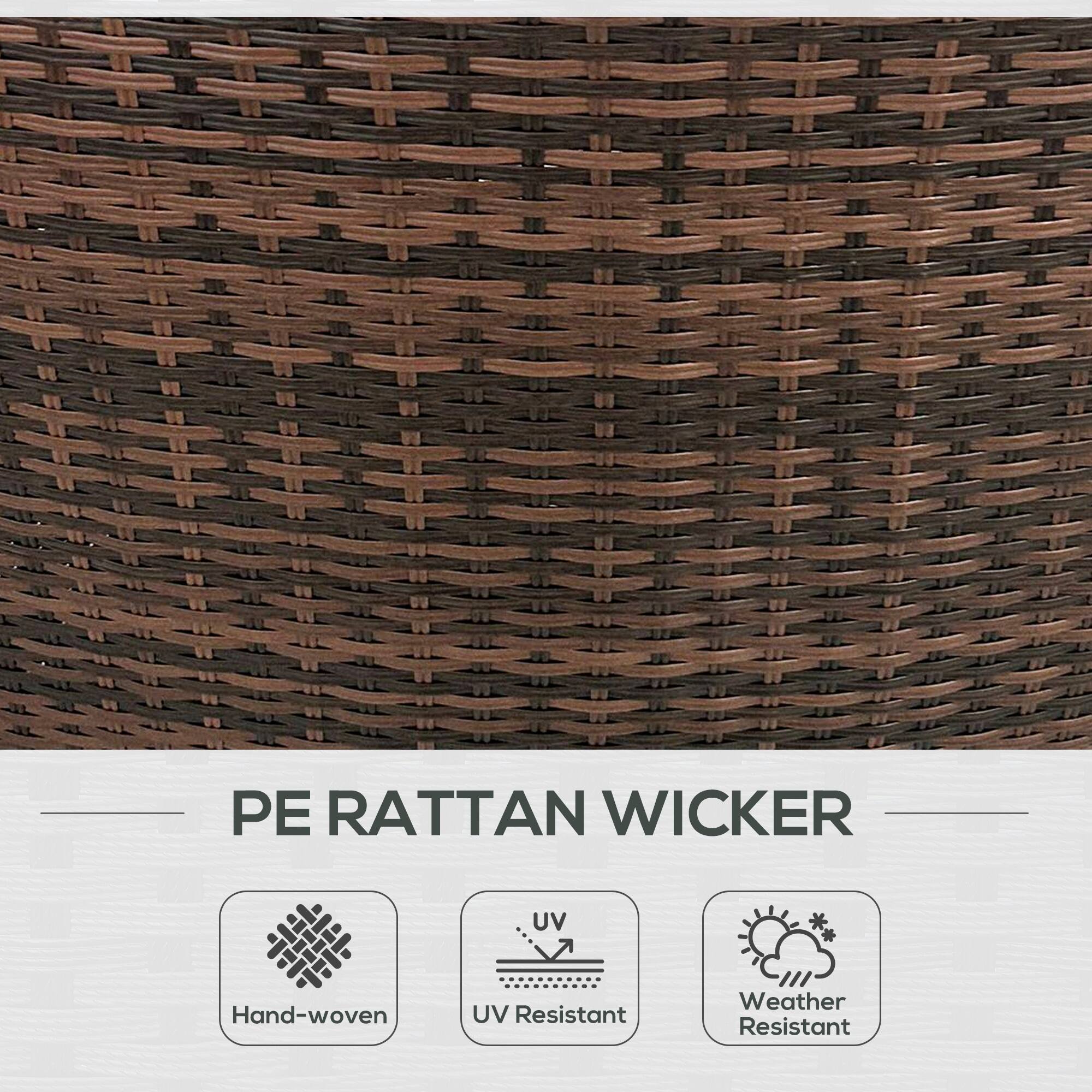 PE RATTAN WICKER

- Hand-woven
- UV Resistant
- Weather Resistant