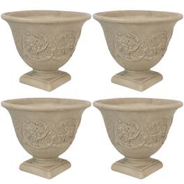 Sunnydaze - 13 in Darcy Dual-Wall Polyresin Planter - Set of 4 - Beige