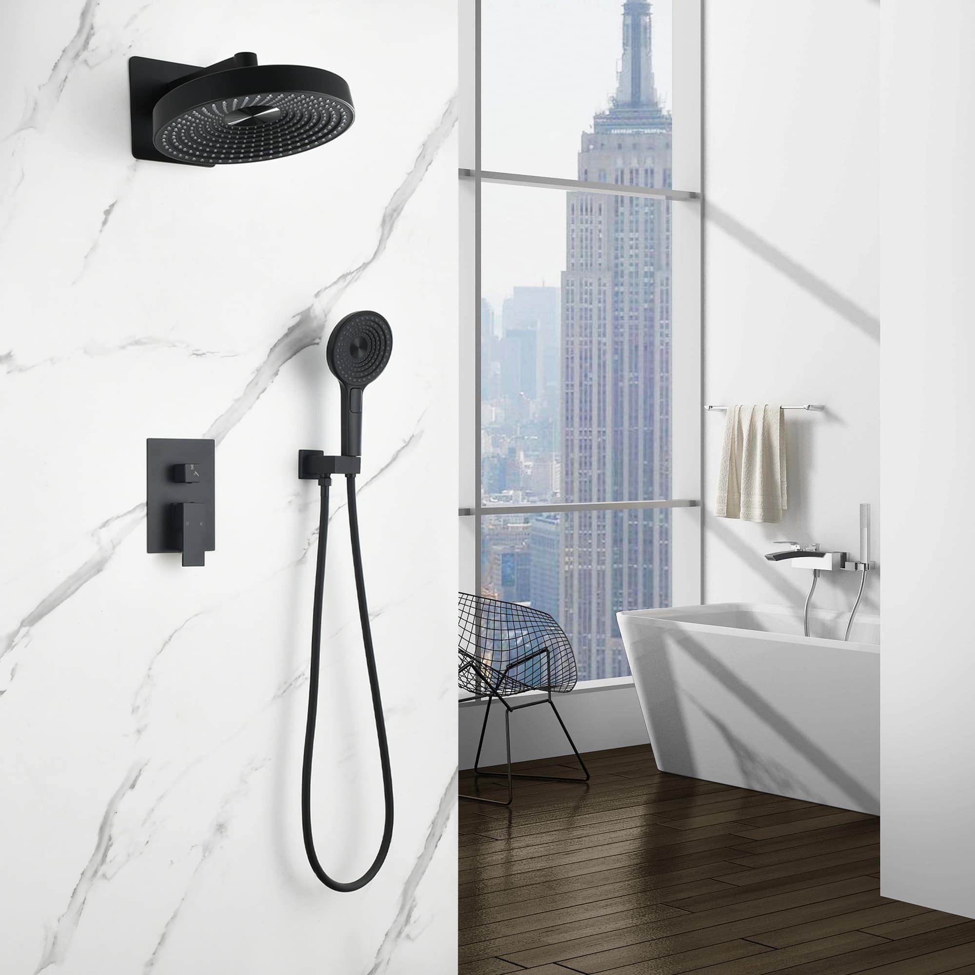 Akoasm - Premium 2-in-1 Concealed Shower System: Solid Brass Valve & Self-Cleaning ABS Showers for a Spa-Like Experience - Matte Black