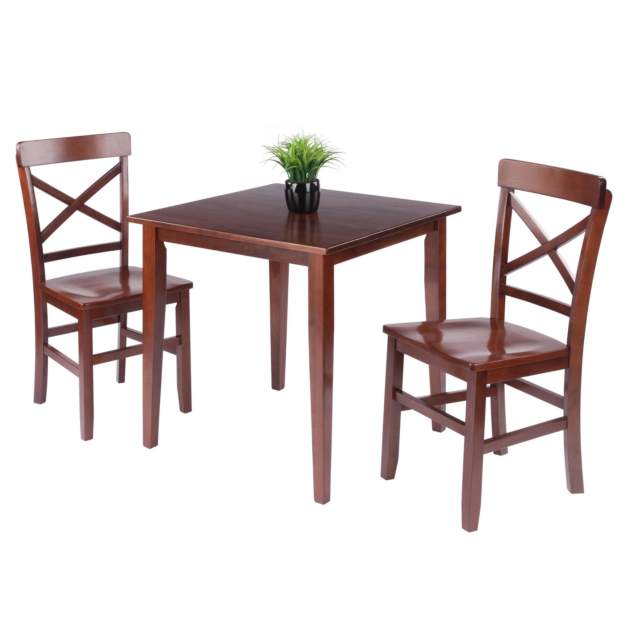 Alt View 1. Winsome Wood - Groveland 3-Pc Set Dining Table with X-Back Chairs - Walnut.