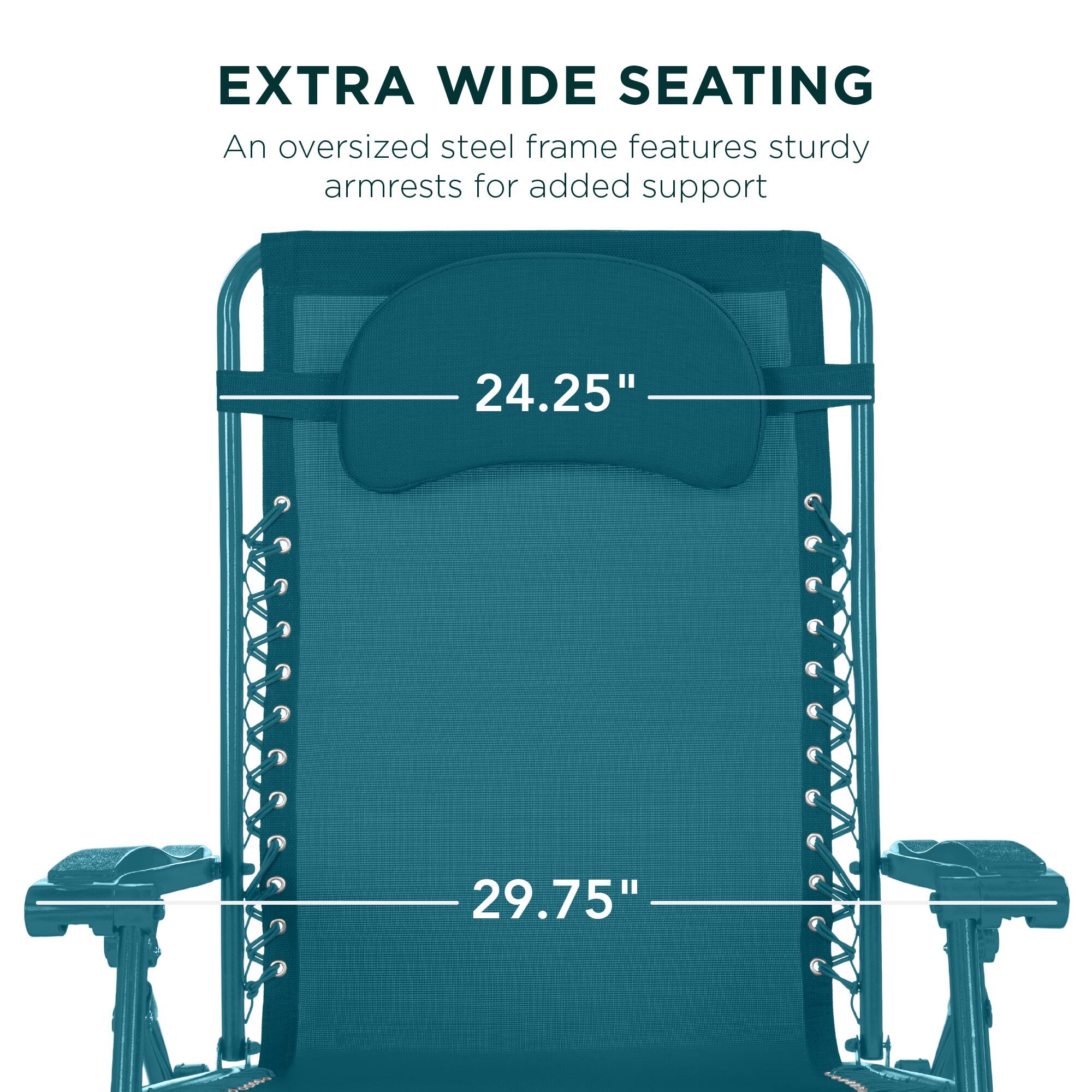 EXTRA WIDE SEATING

An oversized steel frame features sturdy armrests for added support.

24.25" 29.75"