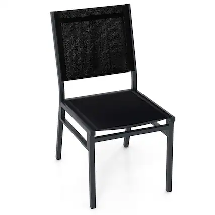 Front. Gymax - Gymax Outdoor Dining Chairs w/ Breathable Seat Backrest Heavy-Duty Aluminum Frame - Black.