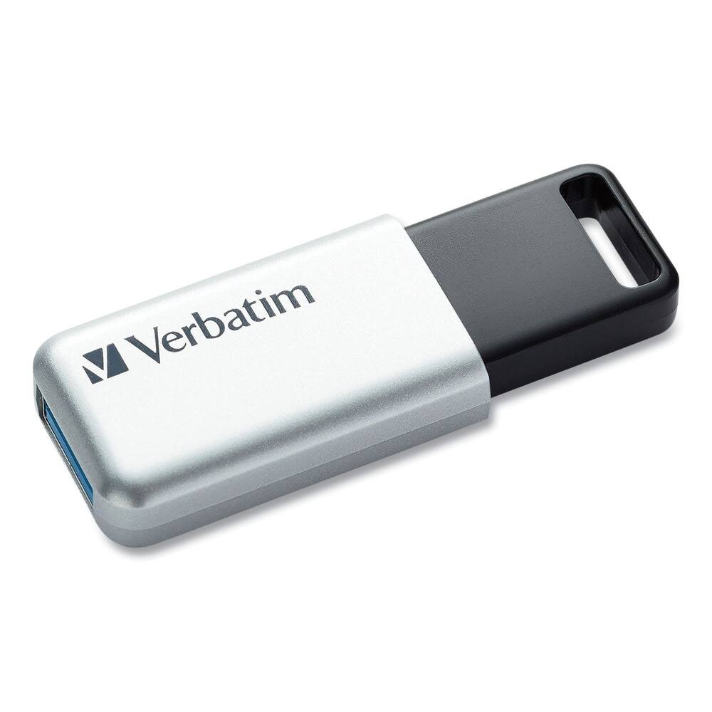 Angle. Verbatim - Verbatim 70057 128 GB Store 'n' Go Secure Pro USB Flash Drive with AES 256 Encryption - Silver - Silver.