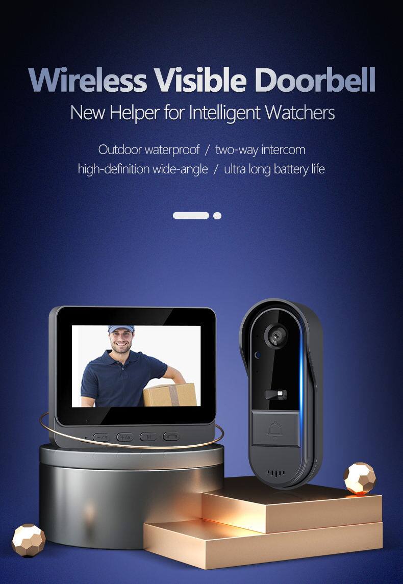 Wireless Visible Doorbell  
New Helper for Intelligent Watchers  

Outdoor waterproof / two-way intercom  
high-definition wide-angle / ultra long battery life