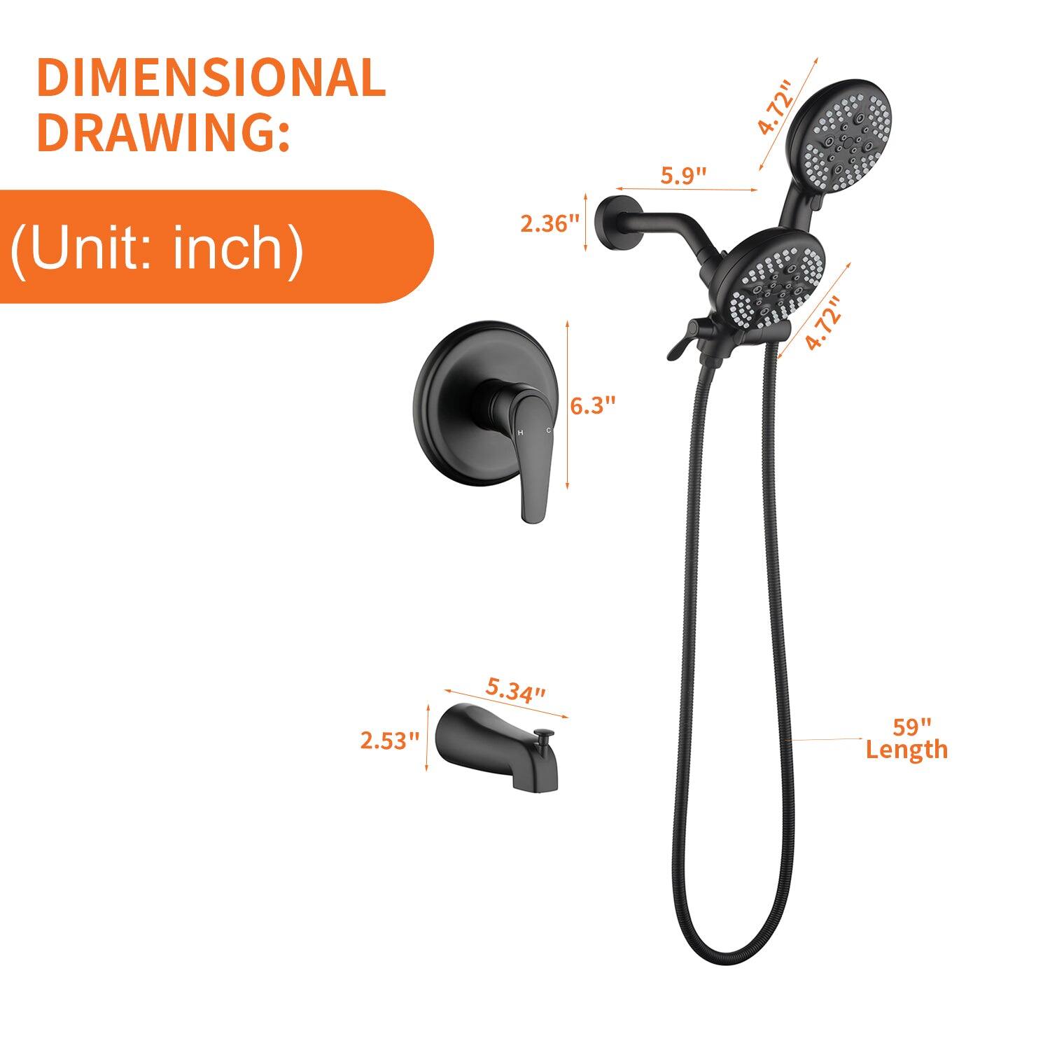 DIMENSIONAL DRAWING:  
(Unit: inch)  

- 2.36"  
- 6.3"  
- 5.9"  
- 4.72"  
- 4.72"  
- 2.53"  
- 5.34"  
- 59" Length