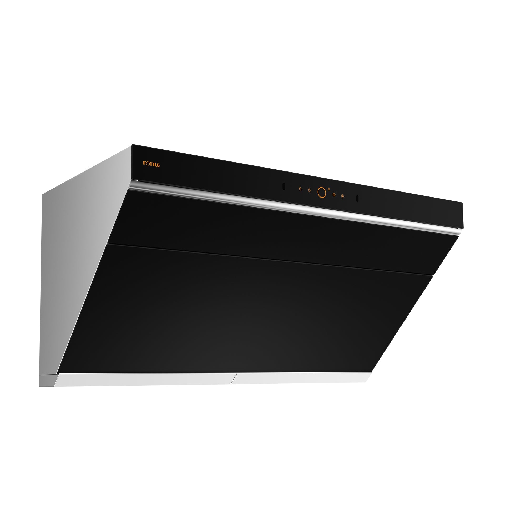 Left. FOTILE - FOTILE 36" 1100CFM Under Cabinet|Wall Mount Range Hood in Black Tempered Glass - Black.