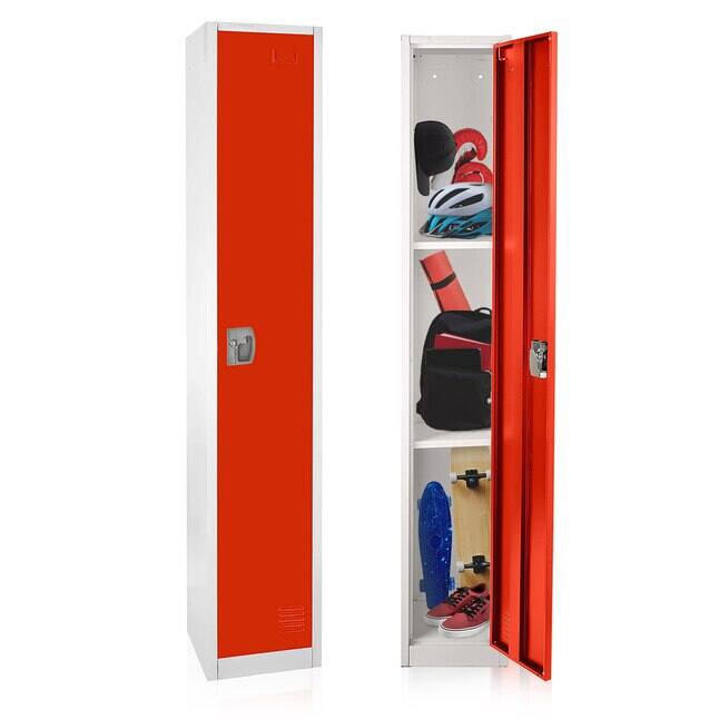 Alt View 4. AdirOffice - 629-Series 72" H 1-Tier Steel Key Lock 2-Shelf Locker with Key Lock - Red.