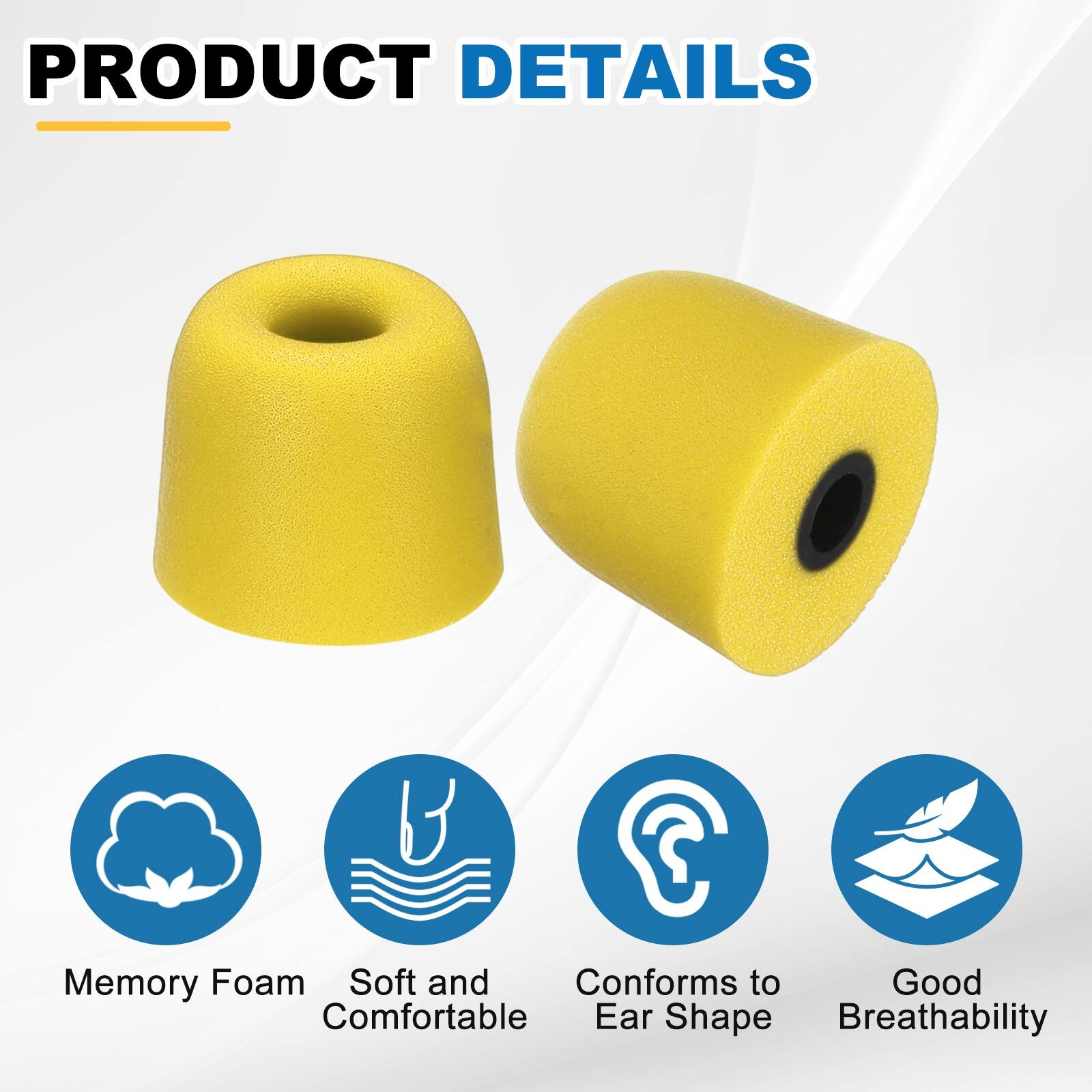 PRODUCT DETAILS

- Memory Foam
- Soft and Comfortable
- Conforms to Ear Shape
- Good Breathability