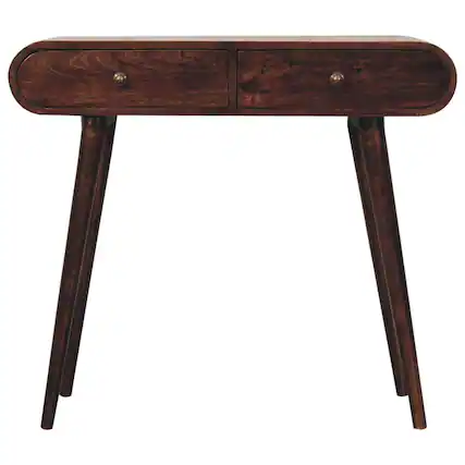 Front. Artisan Furniture - Artisan Furniture Solid Wood California Walnut Curved Edge Console Table, 2 Drawer - Brown.