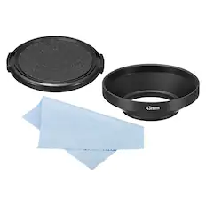Front. Unique Bargains - 43mm Wide Angle Matte Anti-reflective Lens Hood with Cap/Cloth for Nikon/Fuji/Pentax/Leica - Black.