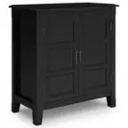 Front. Simpli Home - Burlington Low Storage Cabinet - Black.