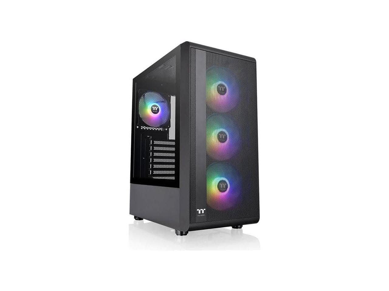 Thermaltake - S200 Plus TG ARGB Black ATX Mid Tower Gaming Case with 120mm ARGB Fan - Black