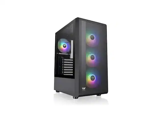 Front. Thermaltake - Thermaltake S200 Plus TG ARGB Black ATX Mid Tower Gaming Case with 120mm ARGB Fan - Black.