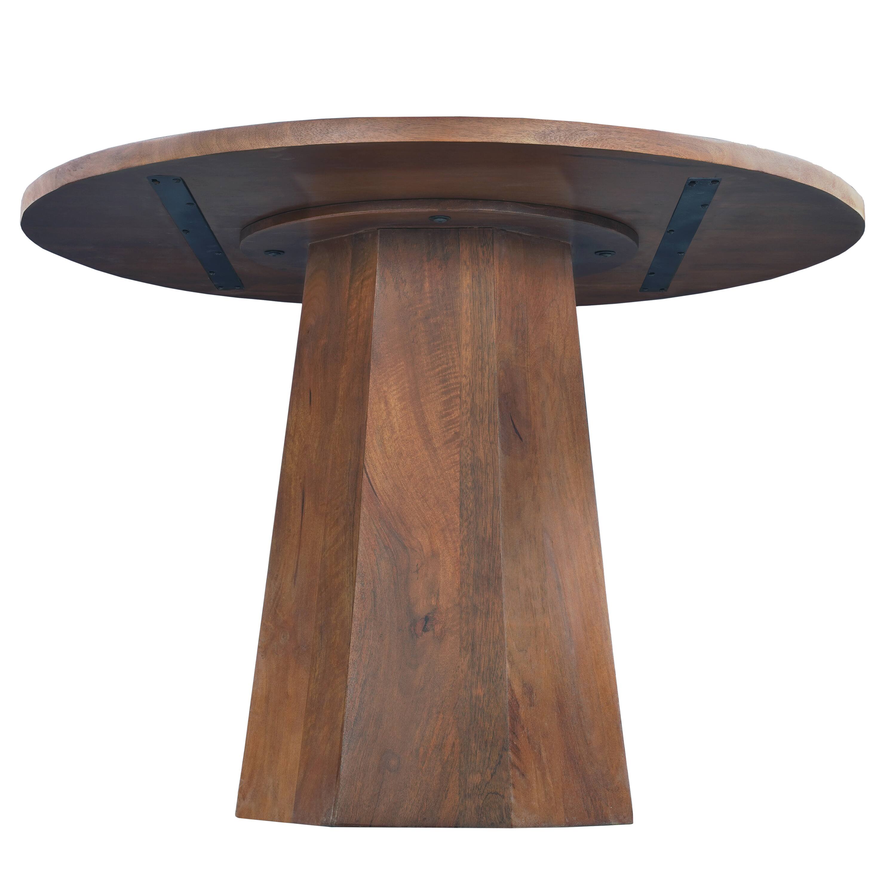 Alt View 1. Manhattan Lane - Koi Dining Table | 42" Round Top | Handmade | Octagonal Pedestal Base - Brown.
