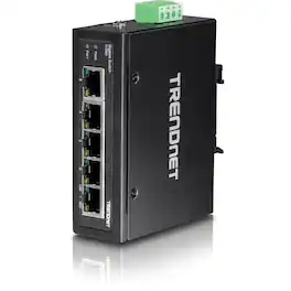 Trendnet - 7-Port Industrial Gigabit DIN-Rail Switch, TI-G62, 5 x Gigabit Ports, 2 x Gigabit SFP Ports, IP50 Weather - Black