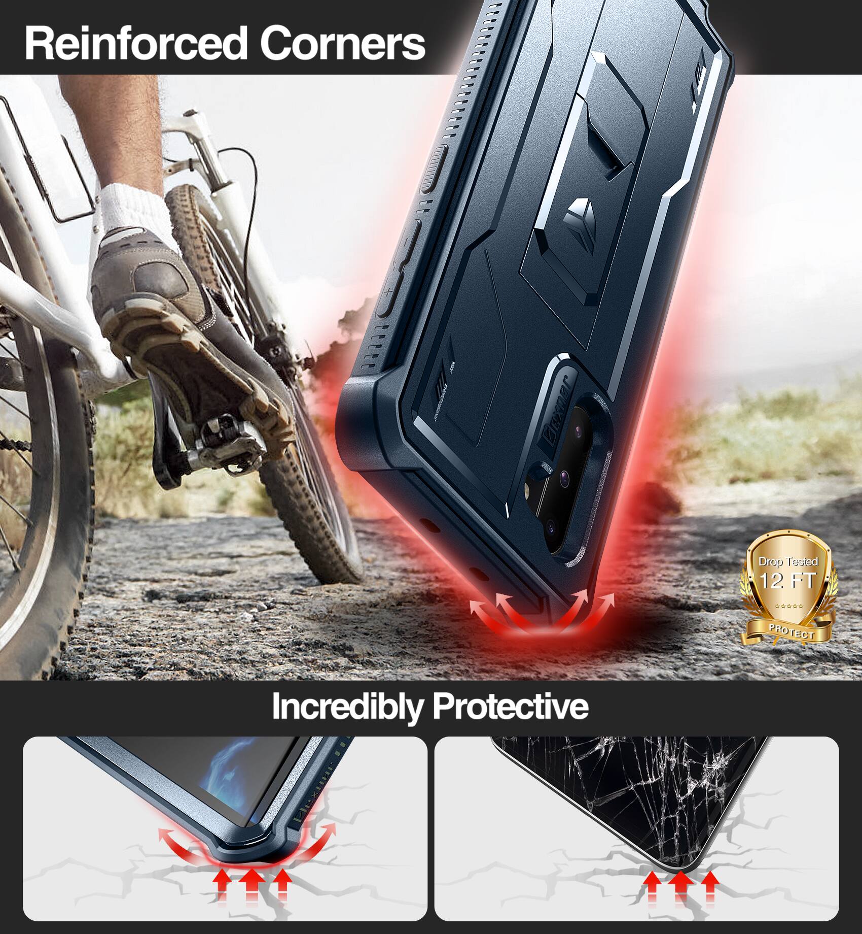 Reinforced Corners

Incredibly Protective

Drop Tested 12 FT

Protect