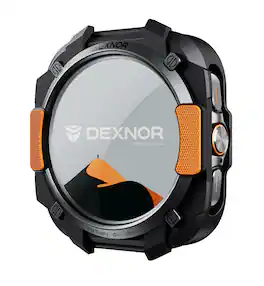 Dexnor - Watch Case for Samsung Galaxy Watch Ultra 47mm 2025/2024, Durable Shockproof TPU Bumper Cover for Outdoor Adventure - Black&Orange