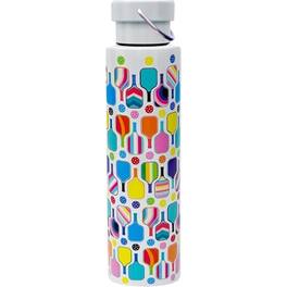 Spoontiques - Pickleball Colorful Stainless Steel Bottle with Twist Lid 24 ounces - White