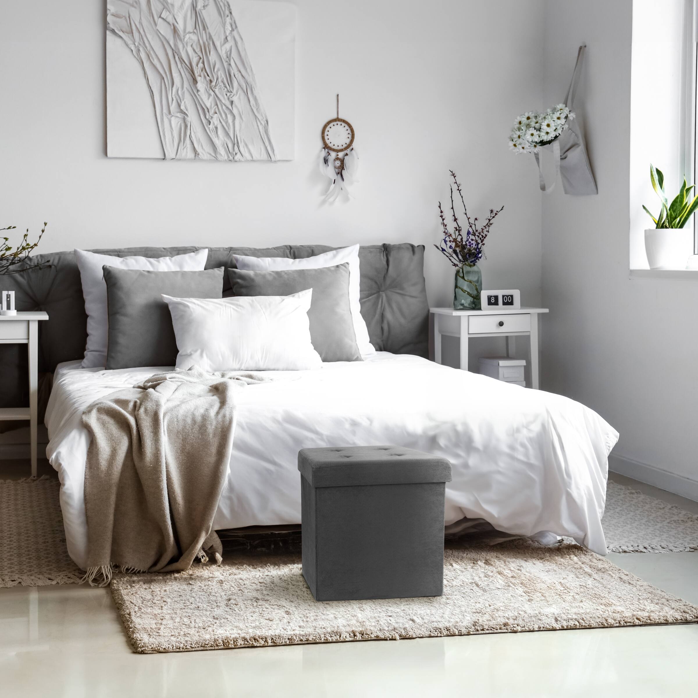 Alt View 1. Sorbus - Sorbus Storage Ottoman Bench – Collapsible/Folding Bench Chest with Cover – Perfect Toy and Shoe Chest, Hope Chest - Gray.