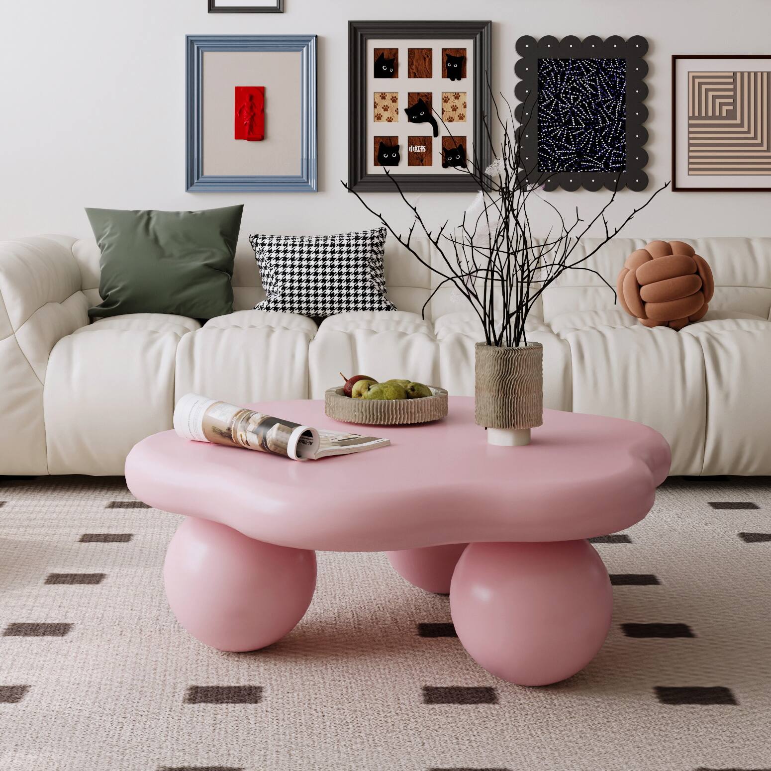 Loheer 35 Inch Cloud Shaped Coffee Table Modern Minimalist Petal Living ...