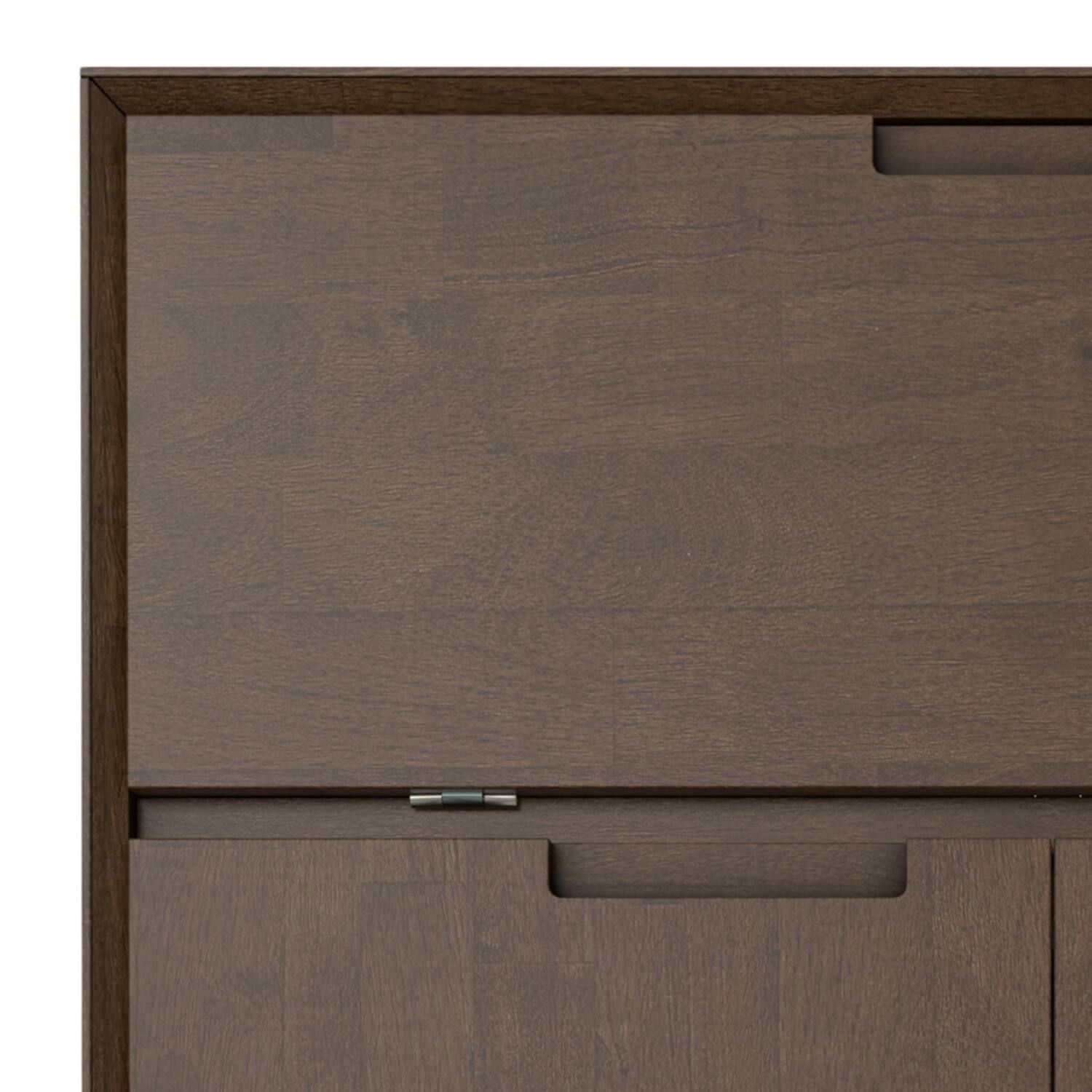 Alt View 7. Simpli Home - Banting SOLID HARDWOOD Modern Industrial 32 inch Wide Bar Cabinet in Walnut Brown - Walnut Brown.