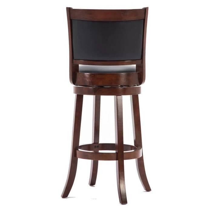 Angle. Hivvago - Cherry 29-inch Solid Wood Bar Stool with Faux Leather Swivel Seat - Brown.