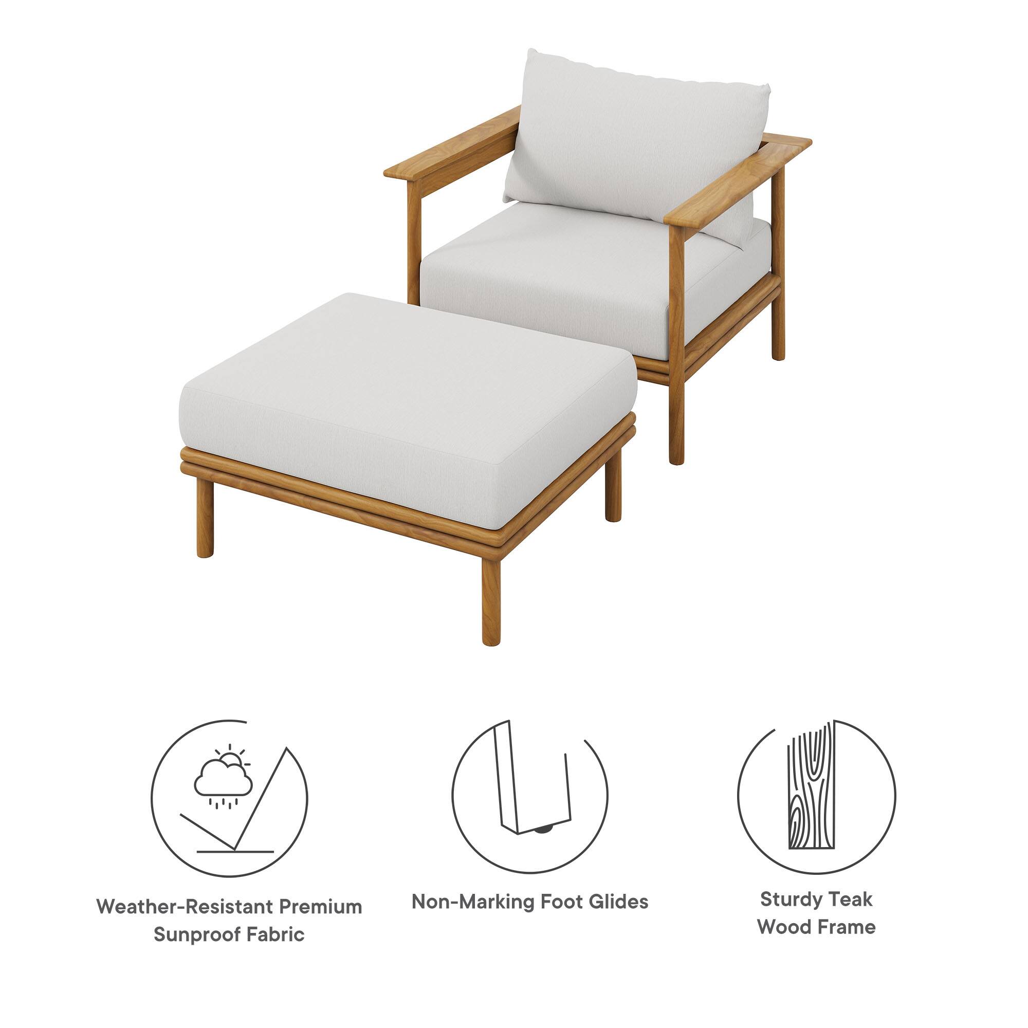 - Weather-Resistant Premium Sunproof Fabric
- Non-Marking Foot Glides
- Sturdy Teak Wood Frame