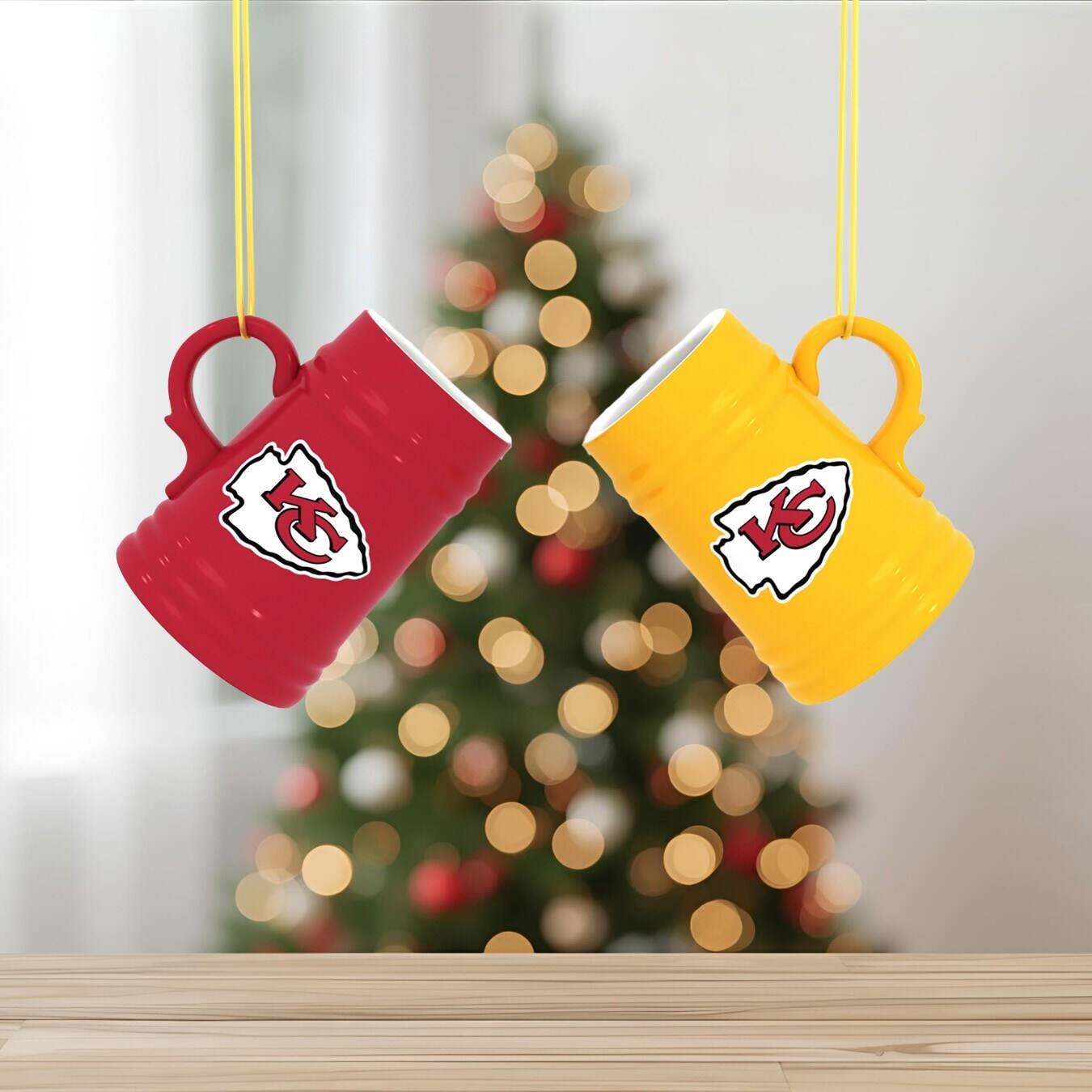 Alt View 1. Evergreen Enterprises - Kansas City Chiefs Two-Pack 3" Mini Stein Ornament Set - Multicolor.