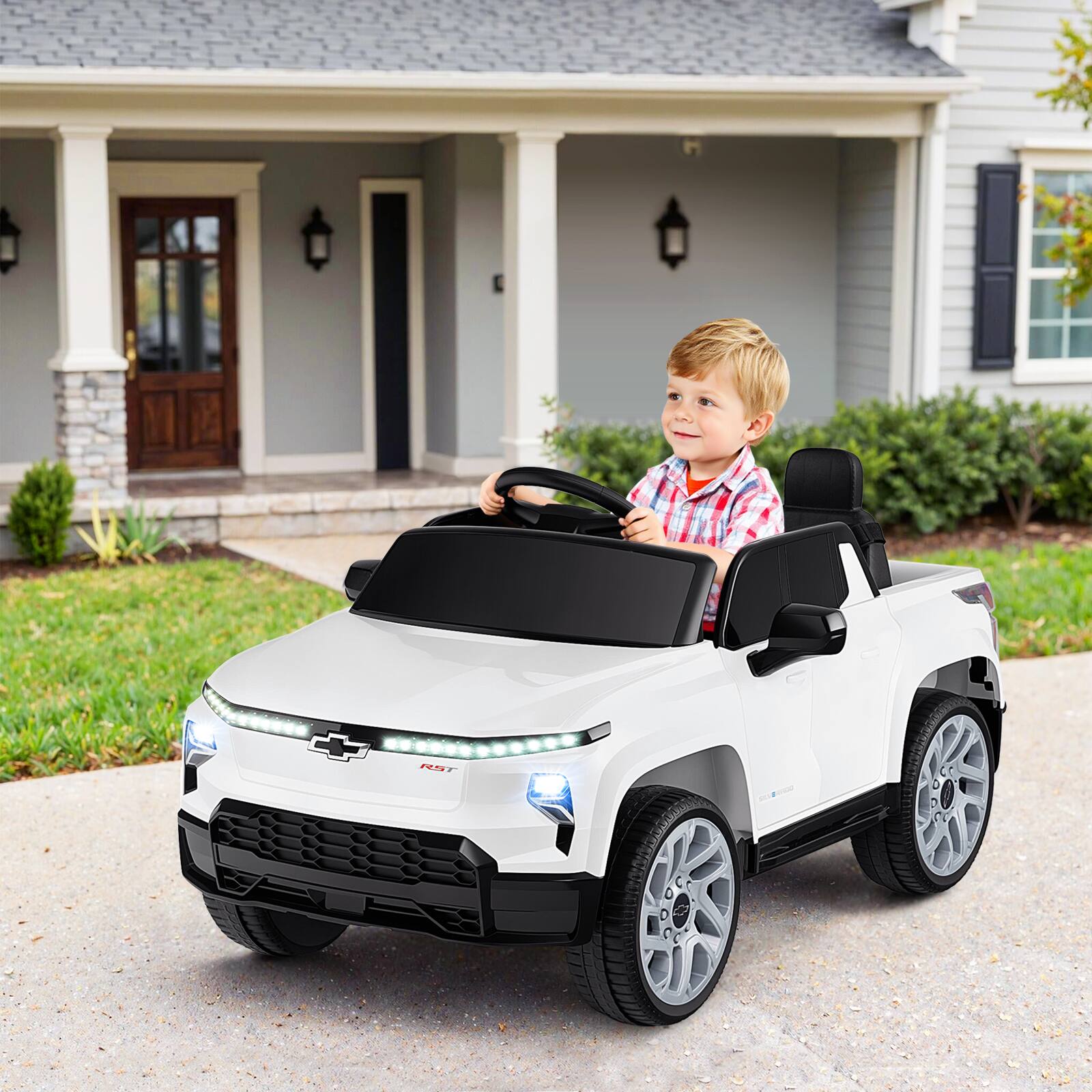 Alt View 1. Gymax - Gymax Ride on Car 12V Licensed Chevrolet Truck Kids' Electric Vehicles Gift for 3+ White - White.
