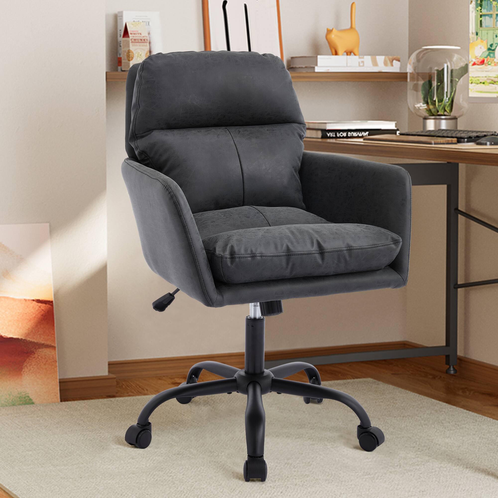 Alt View 1. GOODSILO - Ergonomic Executive Office Chair with Adjustable Height and PU Leather Upholstery - Black.